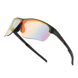 Feisedy B1124 Men's Sports Sunglasses, Folding, Discoloring, UV400, UV Protection, Windproof, Goggles, Ultra Lightweight, Bicycle, Driving, Night Sunglasses, Day and Night, red