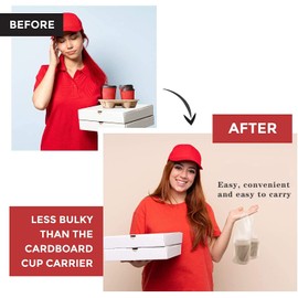 Disposable Cup Holder, 1 Cup Plastic Cup Holder Bag with Handle Disposable Cup Holder for Hot and Cold Drinks Cup Holder Bags for Coffee Cups for Food Service (100-6.3 x 10.2 inches)