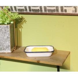 Joy Choice 6.5" Farmhouse Soap Dish with a Tray - White Metal Soap Dish for Bathroom, Tub and Kitchen, Farmhouse Sponge Holder for Kitchen Sink(White)