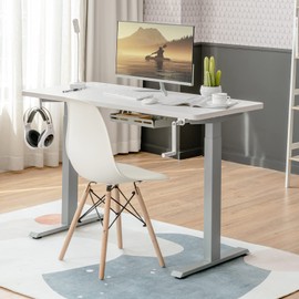Tangkula Hand Crank Stand Up Desk Frame, Manual Height Adjustable Standing Workstation with Foldable Crank Handle, Cable Management Tray, Headphone Hook, Ergonomic Sit Stand Desk Frame for Home Office