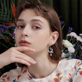 Hummingbird Gifts 925 Sterling Silver Birds Hummingbird Earrings Drop Dangle Earrings with Crystals from Austria, Birthday Christmas Jewelry Gifts for Women