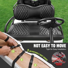 Rosefray Golf Cart Seat Covers Fit for Club Car Precedent/Club Car DS/EZGO RXV/EZGO TXT/Yamaha OEM Rear Seat Cushion, Backrest Leather Litte Diamond Seat Covers-Black