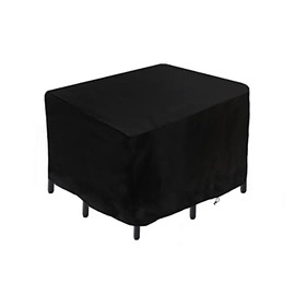 National Outdoor Living Waterproof Patio Furniture Cover, Black, Square, UV Resistant, Convenient Draw Strings, Summer Collection, 76 Inches