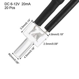 uxcell 20Pcs 2mm Pre Wired LED, Blue DC6-12V Clear Lens, Light Emitting Diodes