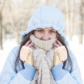 Women Mittens Winter Fur Gloves Flip Cover Gloves with Faux Fur Convertible Warm Flip Top Mitten Soft Fingerless Fur Mittens (Beige White)