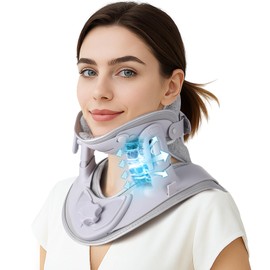 HygiVital Cervical Traction Device for Neck Relief, Adjustable Neck Stretcher with 360 Degree Support, Ergonomic Neck Traction for Home and Office Use, Lightweight and Portable