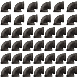 Niubid 40 Pack 1/2 inches Malleable Cast Iron Pipe Elbows, Industrial Pipe Elbows for Threaded Black Pipes and Fittings, DIY Steampunk Industrial Vintage Style.