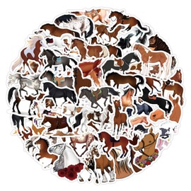 Leisitator 60 PCS Horse Stickers - Waterproof Vinyl Horse Riding Sticker Decal for Water Bottle, Laptop, Scrapbooking, Skateboard, Car, Luggage, Helmet