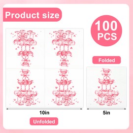 100 Pcs Champagne Tower Cocktail Napkins Disposable Hot Pink Paper Napkins 3 Ply Watercolor Party Dinner Napkins Decorative Beverage Napkins for Girls Wedding Birthday Bachelorette Party Supplies