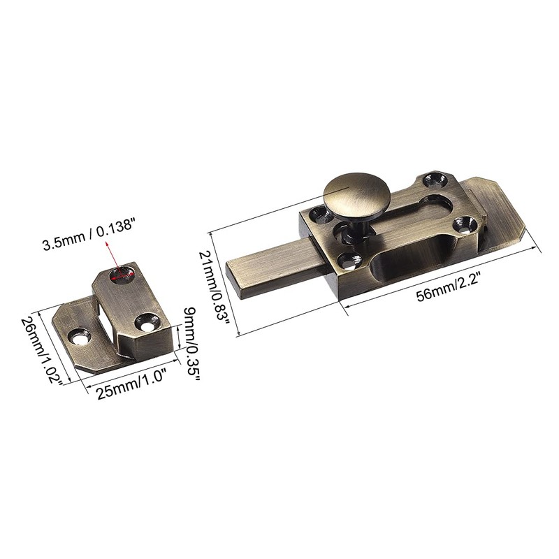 sourcing map Barrel Slide Door Bolts, 3 Inch Zinc Alloy