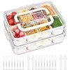 (2Pcs)Divided Serving Tray with Lid,Snackle Box Container with Lid,Snack Box