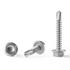 GOHODOMINO #8 x 1-1/2" Sheet Metal Screws 100Pcs 410 Stainless Steel Hex Washer Head Fast Self Tapping Screws