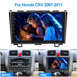 Camecho Android Radio for Honda CRV 2007-2011, Android 13 Car Stereo with Mirror Link, 9 Inch Car Radio with Bluetooth, EQ, GPS, WiFi + AHD Backup Camera & MIC (1+32G)