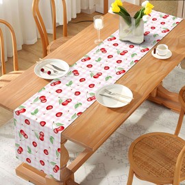 Nepnuser Cherry Table Runner She's The Cherry On Top Party Decorations Summer Tropical Home Kitchen Dining Room Decor