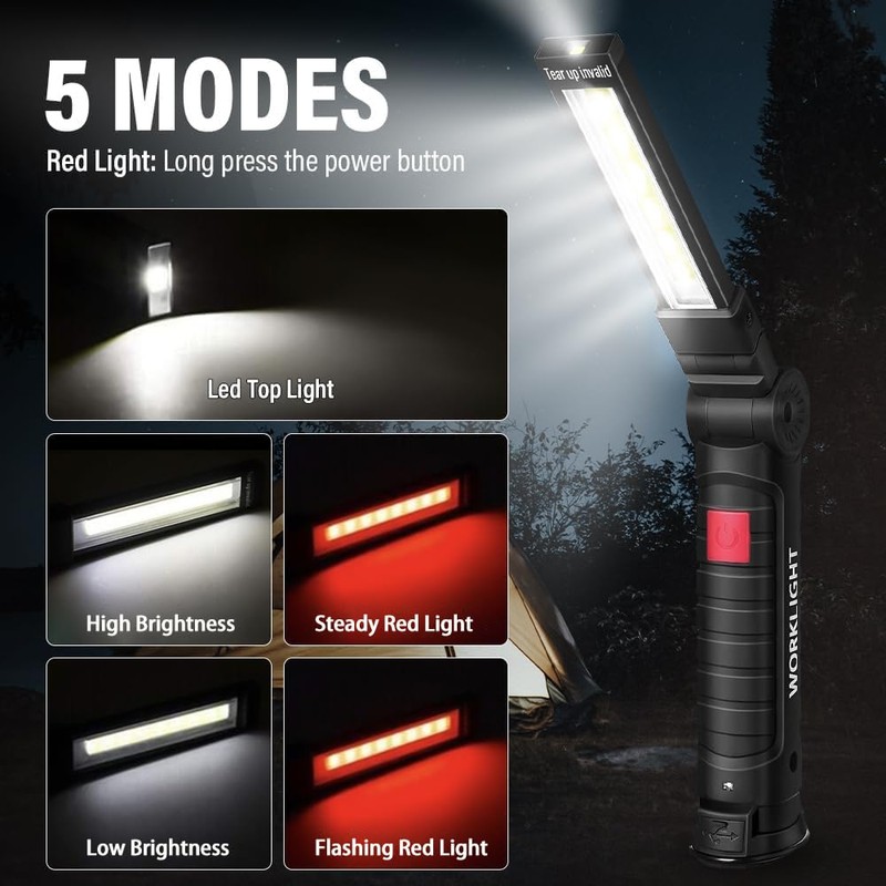 LED Work Light Rechargeable Flashlight, Valentine's Day Gifts for Men