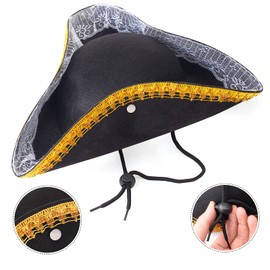 Yewong Colonial Costume Set Revolutionary War Tricorn Hat Retro Eyeglasses Historical Judge Wig Colonial Dress up Accessories