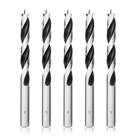 Meccion Wood Drill Bit 9 mm 5 Pieces Wood Snake Drill Brad Point Wood Twist Drill Professional Woodworking Drill