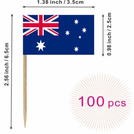 LUSEOAN Australia Countries Toothpicks Flag Australian Small Mini Cocktail Fruit Cupcakes Toppers Food Stick Flags Decorations, 100 Pack