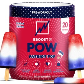 EBOOST POW Natural Pre Workout Powder - 20 Servings - Patriot Pop - Pre Workout Supplement for Performance, Joint Mobility Support, Energy, Focus - Men & Women - Non-GMO, Gluten-Free, No Creatine