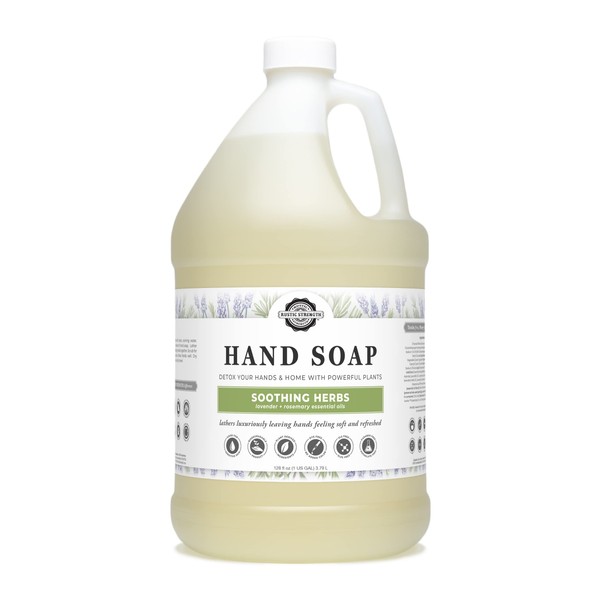 Rustic Strength Liquid Hand Soap, Soothing Herbs, 128 oz refill (lavender/rosemary)