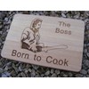 The Boss Born to cook Geschenkidee Bambus Holz Schneidebrett Käsebrett