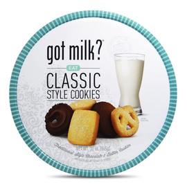 got milk? Classic Style Cookies, Chocolate & Butter Cookies, 32-Oz. Cookie Tin, Traditional Style Danish Butter and Chocolate Cookies for Dessert or Snack, Large Gift Tin, Retail Pack