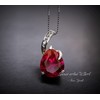 Ruby Necklace Sterling Silver - Large Simple Teardrop Cut Created