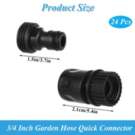 WOPPLXY 24 Sets Garden Hose Quick Connector, 3/4 Inch Plastic Garden Hose Quick Connect Fittings Male and Female Connectors Water Hose Connectors, Quick Connect Hose Fittings