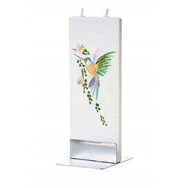 Flatyz Hand Painted Flat Candle | Unscented, Dripless, Smokeless, Decorative | Hummingbird | Double Wick with Metal Base | Unique Gift Idea and Home Décor Accent