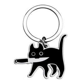 Exodmx Gothic Black Cat Keychain for Cat Lovers,Kawaii Cute Novelty Stainless Steel Keychain Gift for Catty Lovers-black
