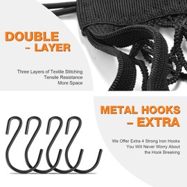 EVOULTES Upgrade Bike Cargo Net, 10"X11" Double Layer Storage Bungee Net with 8 Strong Hooks, High-Elastic Storage Cargo Rack Net for Bikes, Electric Bikes, Scooters, Motorcycles