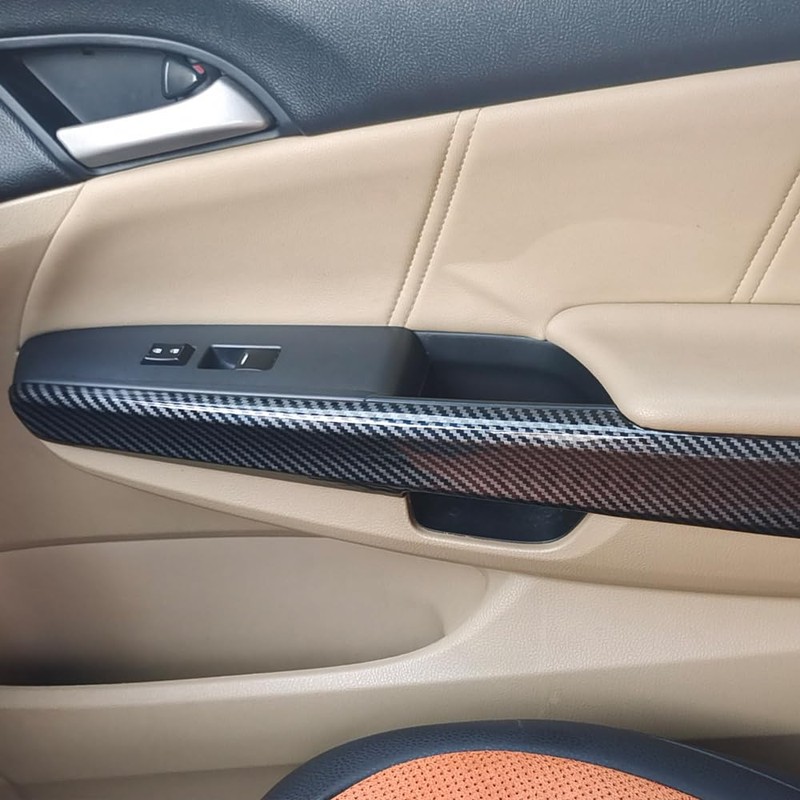 Carbon Fiber Pattern Inner Door Panel Cover Trim Fit for
