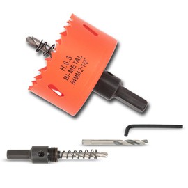 VIKITON 2.5 inch Hole Saw with Arbor for Metal Wood Plastic, 2-1/2 in Bimetal Hole Cutter for Different Project with Smooth and Flat Drilling Edge, Fast Chip Removal