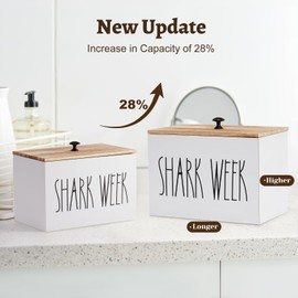 ICOHOT Tampon Holder for Bathroom, Shark Week Tampon Storage Pad Organizer Case for Bathroom，Farmhouse Style Feminine Product Organizer with Lid, Lady Stuff Box for Bathroom Accessories
