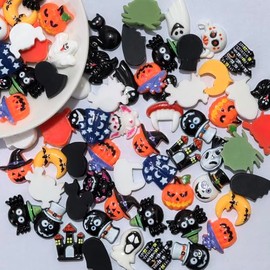 Cuncuny - Botones surtidos de resina con parte trasera plana, para álbumes de recortes, manualidades, adornos para álbumes de recortes (surtido de Halloween)