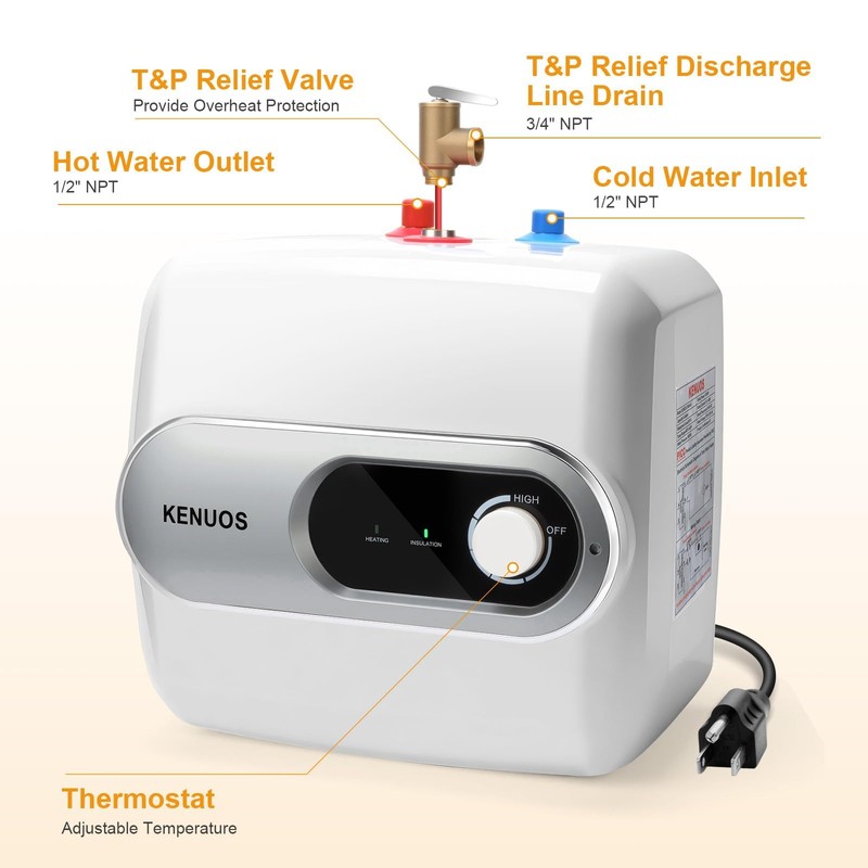 KENUOS 4 Gallon Water Heater Under Sink Instant Hot Water