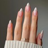 French Tip Press on Nails Medium Length Fake Nails Almond