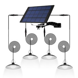 IAFENGE Solar Pendant Shed Light, Chicken Coop Indoor Lights with Remote Control, 4x9.8ft Cable IP65 Waterproof Gazebo Lights for Patio Garden, Barn