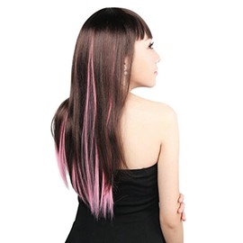 minkissy 10 Piezas Pin Recto Peluca Fiesta Humano Multi- Traje Color Cosplaylight Rosa Clip Extensiones Cabello Para En Reflejos Luz En Colores Niñas Resaltar Cosplay Sintético (Rosa)