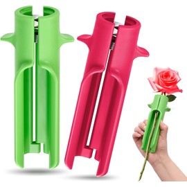 2pcs Rose Thorn Stripper Tools, Leaf Stripper Tool，Plastic Rose Leaf Thorn Stripper Flower Thorn Remover for Roses，Ideal Accessories for Home Gardening Floral.(Green+Rose Red)