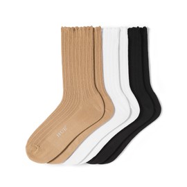 HUE Women's Scalloped Pointelle Sock, Asst. #2: Tiger’s Eye/White/Black, One Size