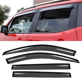 Deebior 4pcs Outside Mount Style Window Rain Guards Durable Side Wind Deflectors Dark Smoke Vent Nice Window Visors Compatible with Jeep 2014-2020 Cherokee 94981