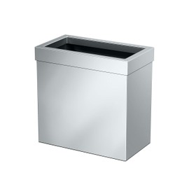 Gatco Modern Rectangle Wastebasket, Chrome - Stainless Steel Trash Can with Removable Lid, Leakproof, 3 Gallon Capacity for Bathroom, Bedroom, Kitchen, or Office