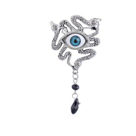 Evil Eye Brooch Pin for Women Men Gold Plated Fashion Crystal Vintage Tassel Brooch Snake Flip Collar Brooch Creative Dress Accessories Party Jewelry Gift Valentine's Day Wedding Father's Day