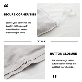 Simple&Opulence 100% Linen Frill Floral Flax King Size Duvet Cover Set(104''x92''), Shabby Chic Ruffle Edge with Lace Insert Decoration, 3 Piece Farmhouse Bedding 1 Comforter Cover and 2 Pillowshams, Floral Grey