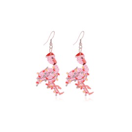 Flamingo Earrings Pink Flamingo Dangle Drop Earrings Christmas Dangle Earrings for Women (Acrylic)