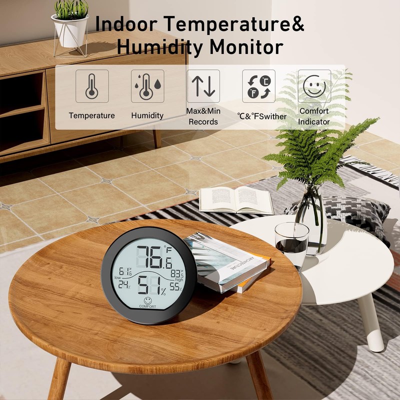 SECRUI Indoor Digital Hygrometer 3 Pack Room Thermometer and Humidity