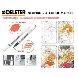 Deleter Neopiko-2 Alcohol Markers (3 Pcs) [ Blending Set ] Refillable Dual-Tip Markers for Professional Comic Manga Graphic Illustration