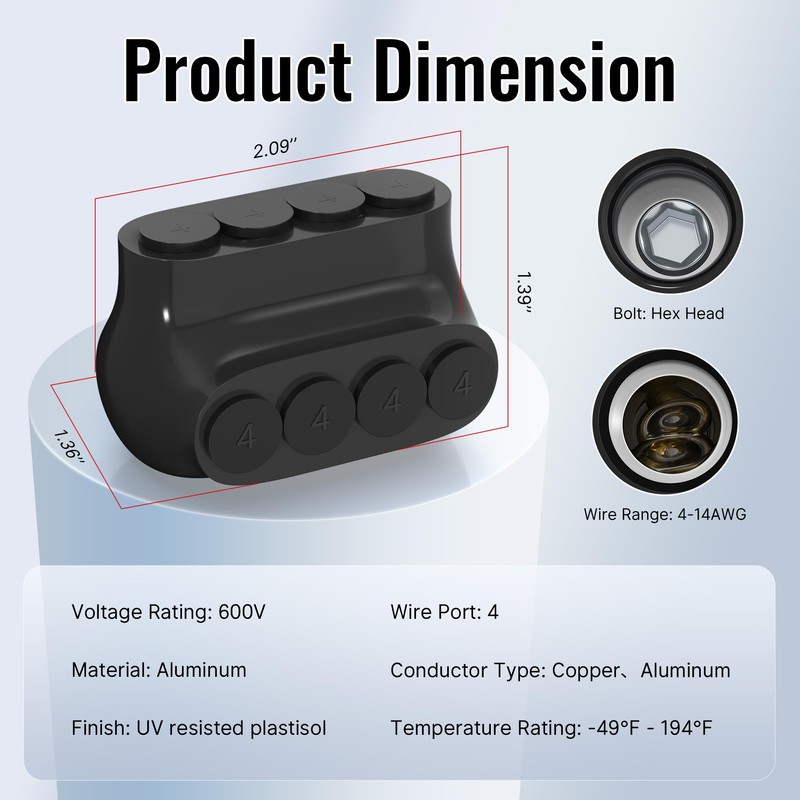 RVBOATPAT Single-Sided Entry 4 Port Insulated Connector Multi Tap Connector