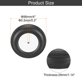 MECCANIXITY 2 Pcs RC Airplane Wheels, 4 Inch OD RC Plane Parts Wheels Model Airplane Light PU Sponge Tire Tail Foam Wheel for DIY RC Model Plane Aircraft